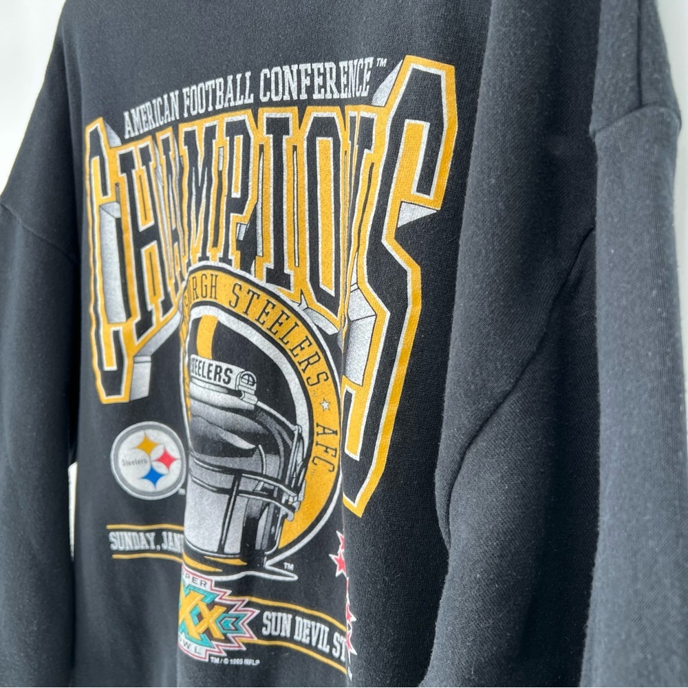 Vintage 1995 AFC Champion Pittsburgh Steelers sweatshirt XL Cotton Blend - Picture 10 of 16